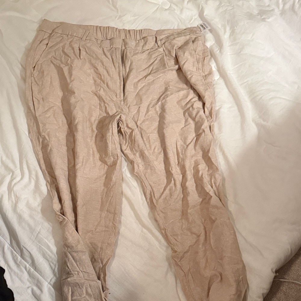 Old Navy Women's Light Tan Linen Trousers